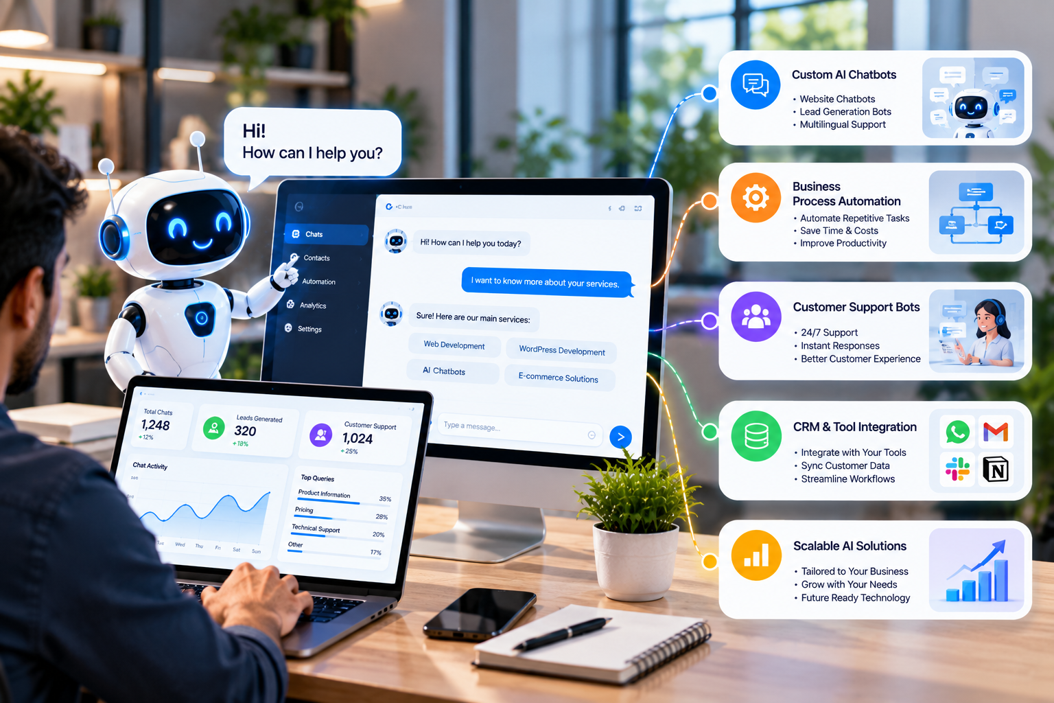 AI chatbot interface for automated customer support