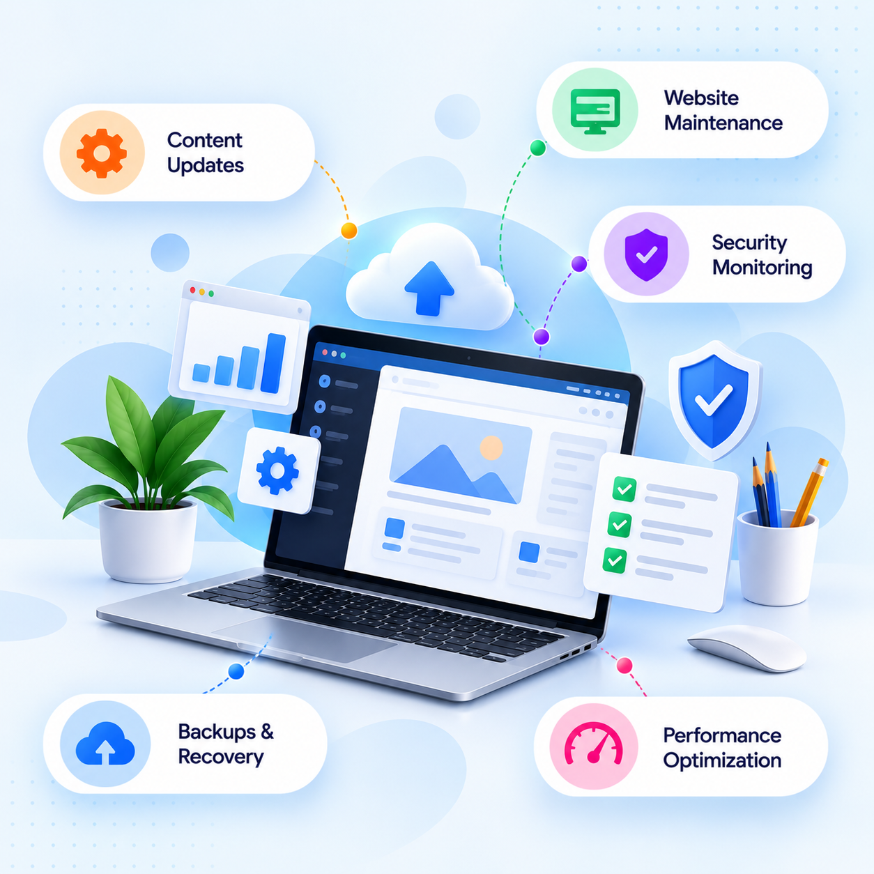 Website monitoring and maintenance dashboard